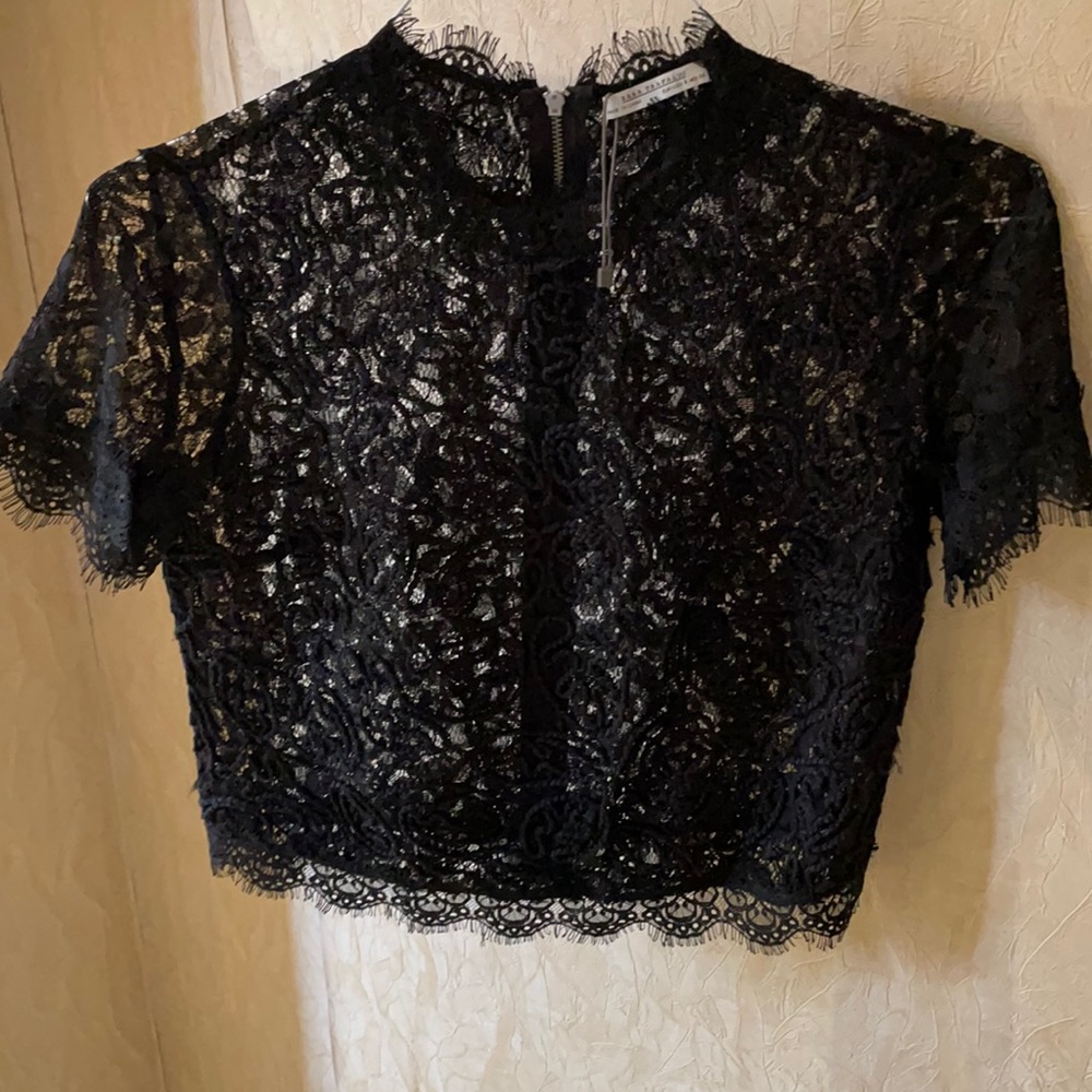 Zara lace short sleeve blouse